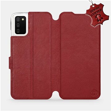 Kožené flip pouzdro Samsung Galaxy A02s - Tmavě červené - Dark Red Leather (5903516654765)