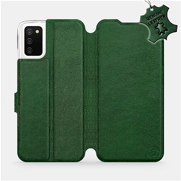 Kožené flip pouzdro Samsung Galaxy A02s - Zelené - Green Leather (5903516654789)
