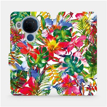 Flipové pouzdro na mobil Nokia 5.4 - MG07S Pestrobarevné květy a listy (5903516647620)