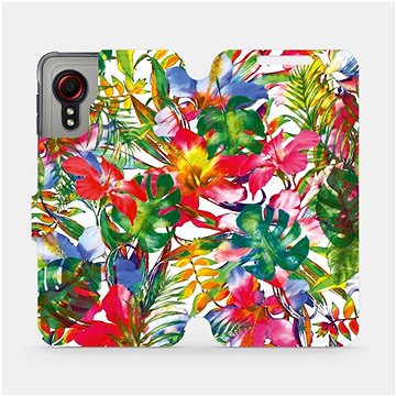 Flipové pouzdro na mobil Samsung Galaxy Xcover 5 - MG07S Pestrobarevné květy a listy (5903516674862)