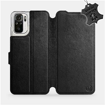 Kožené flip pouzdro Xiaomi Redmi Note 10 - Černé - Black Leather (5903516659357)