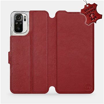 Kožené flip pouzdro Xiaomi Redmi Note 10 - Tmavě červené - Dark Red Leather (5903516659388)