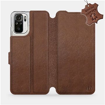Kožené flip pouzdro Xiaomi Redmi Note 10S - Hnědé - Brown Leather (5903516661107)