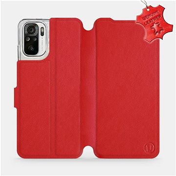 Kožené flip pouzdro Xiaomi Redmi Note 10S - Červené - Red Leather (5903516661114)