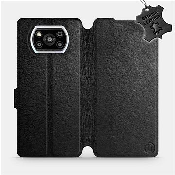 Kožené flip pouzdro na mobil Xiaomi Poco X3 Pro - Černé - Black Leather (5903516704712)
