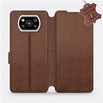 Kožené flip pouzdro na mobil Xiaomi Poco X3 Pro - Hnědé - Brown Leather (5903516704729)