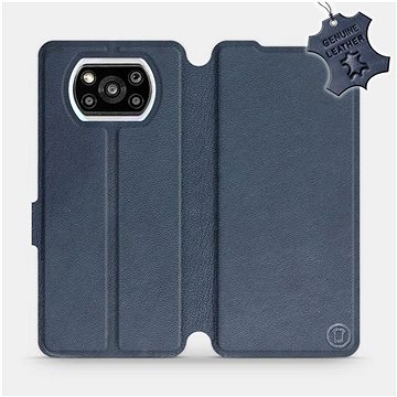 Kožené flip pouzdro na mobil Xiaomi Poco X3 Pro - Modré - Blue Leather (5903516704750)