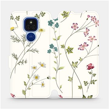 Flipové pouzdro na mobil Motorola Moto E7 Plus - MD03S Tenké rostlinky s květy (5903516383801)