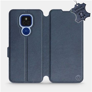 Kožené flip pouzdro na mobil Motorola Moto E7 Plus - Modré - Blue Leather (5903516384396)