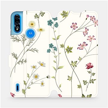 Flipové pouzdro na mobil Motorola Moto E7 Power - MD03S Tenké rostlinky s květy (5903516685028)