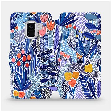 Flip pouzdro na mobil Samsung Galaxy A8 2018 - MP03P Modrá květena (5903516763856)