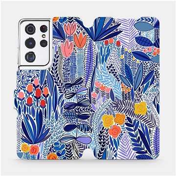 Flip pouzdro na mobil Samsung Galaxy S21 Ultra - MP03P Modrá květena (5903516764211)