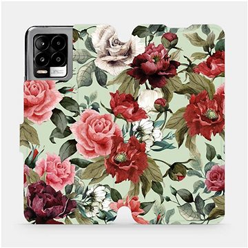 Flip pouzdro na mobil Realme 8 Pro - MD06P Růže a květy na světle zeleném pozadí (5903516717262)