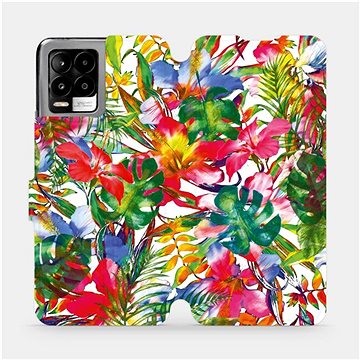 Flip pouzdro na mobil Realme 8 Pro - MG07S Pestrobarevné květy a listy (5903516717644)