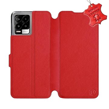 Kožené flip pouzdro na mobil Realme 8 Pro - Červené - Red Leather (5903516717811)
