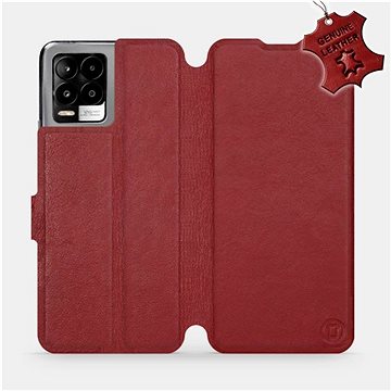 Kožené flip pouzdro na mobil Realme 8 Pro - Tmavě červené - Dark Red Leather (5903516717828)