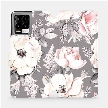 Flip pouzdro na mobil Realme 8 Pro - MX06S Květy na šedém pozadí (5903516718092)