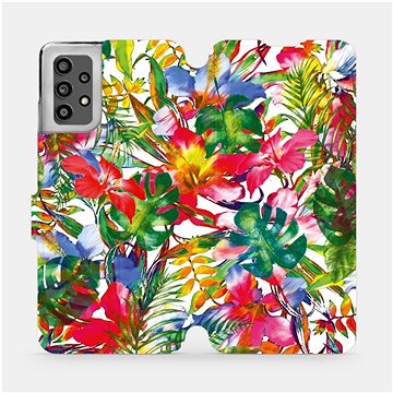 Flip pouzdro na mobil Samsung Galaxy A32 LTE - MG07S Pestrobarevné květy a listy (5903516719389)