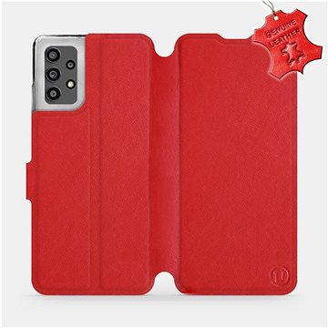 Kožené flip pouzdro na mobil Samsung Galaxy A32 LTE - Červené - Red Leather (5903516719556)