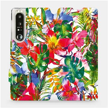 Flip pouzdro na mobil Sony Xperia 1 III - MG07S Pestrobarevné květy a listy (5903516726349)