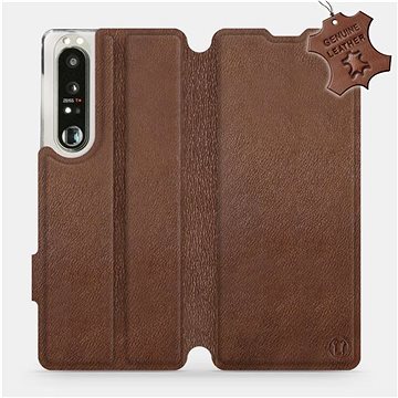 Kožené flip pouzdro na mobil Sony Xperia 1 III - Hnědé - Brown Leather (5903516726509)