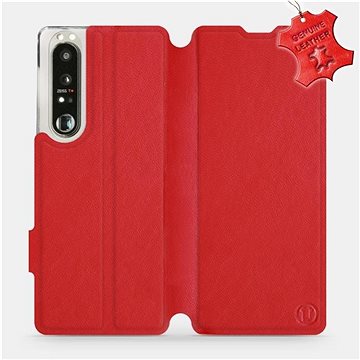 Kožené flip pouzdro na mobil Sony Xperia 1 III - Červené - Red Leather (5903516726516)