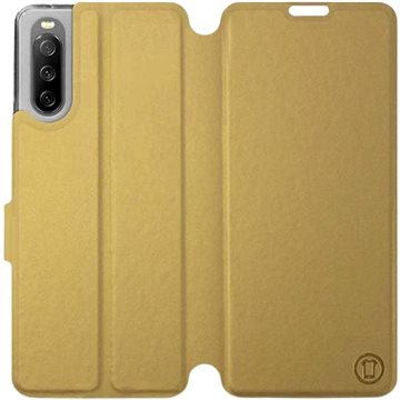 Flip pouzdro na mobil Sony Xperia 10 III v provedení Gold&Gray s šedým vnitřkem (5903516727193)