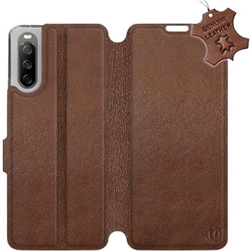 Kožené flip pouzdro na mobil Sony Xperia 10 III - Hnědé - Brown Leather (5903516728244)