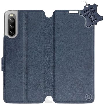 Kožené flip pouzdro na mobil Sony Xperia 10 III - Modré - Blue Leather (5903516728275)