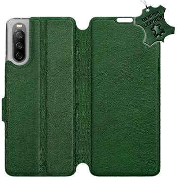 Kožené flip pouzdro na mobil Sony Xperia 10 III - Zelené - Green Leather (5903516728282)