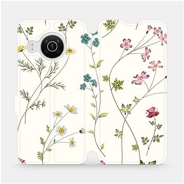 Flip pouzdro na mobil Nokia X10 - MD03S Tenké rostlinky s květy (5903516742387)