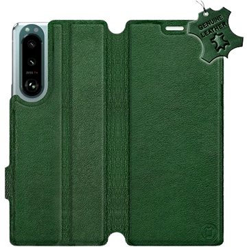 Kožené flip pouzdro na mobil Sony Xperia 5 III - Zelené - Green Leather (5903516744725)