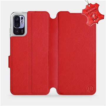 Mobiwear kožené flip pouzdro pro Xiaomi Redmi Note 10 5G - Červené (5903516823130)