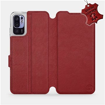 Mobiwear kožené flip pouzdro pro Xiaomi Redmi Note 10 5G - Tmavě červené (5903516823147)
