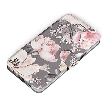 Mobiwear Flip pouzdro pro OnePlus Nord 2 5G - MX06S Květy na šedém pozadí (5903516867769)