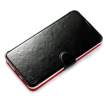 Mobiwear Flip pouzdro pro Samsung Galaxy A22 5G - C_BLP Black&Orange s oranžovým vnitřkem (5903516855506)