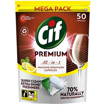CIF Premium Clean All in 1 Lemon&Bergamot tablety do myčky 50 ks (8710522794586)