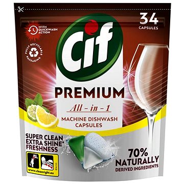 CIF Premium Clean All in 1 Lemon&Bergamot tablety do myčky 34 ks (8710522794562)
