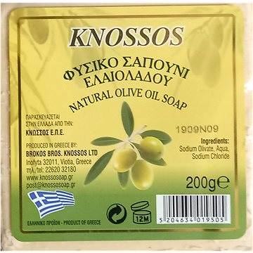 KNOSSOS Řecké olivové mýdlo přírodní bílé 200 g (5204634019505)