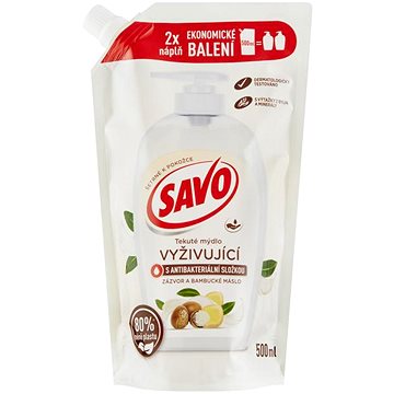 SAVO Zázvor a Bambucké máslo Tekuté mýdlo s antibakteriální složkou náhradní náplň 500 ml (8720181226465)
