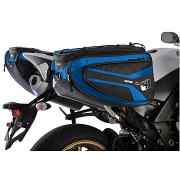 OXFORD Boční brašny na motocykl P50R (černé/modré, objem 50 l, pár) (M006-218)