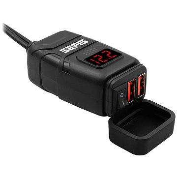 M-Style UN10 2x USB nabíječka / zásuvka s voltmetrem moto baterie (5049-MS-192007)