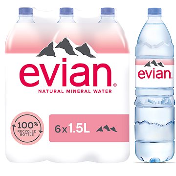 Evian přírodní minerální voda 6x 1,5l PET (3068320040127)