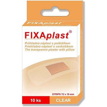 FIXAplast náplast Clear Strip průhledná 72 × 19 mm, 10 ks (8594027312762)