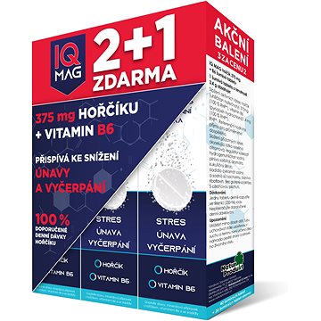IQ Mag hořčík + B6 šumivé tablety (40+20 tablet Zdarma) (3966521)