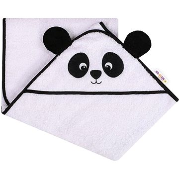 Baby Nellys Froté osuška s kapucí 100 x 100 cm Panda - bílá (49091001)