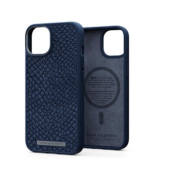 Njord iPhone 14 Salmon Leather Magsafe Case Blue (NA41SL01)