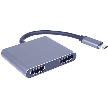 PremiumCord MST adaptér USB-C na 2x HDMI, USB3.0, PD, rozlišení 4K a FULL HD 1080p, (ku31hdmi13)