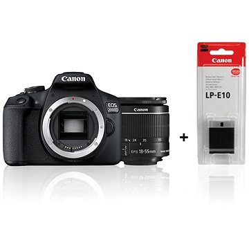 Canon EOS 2000D + EF-S 18-55 mm f/3.5-5.6 IS II + LP-E10 (2728C010)