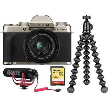 Fujifilm X-T200 + XC 15-45 mm zlatý - Vlogger Kit 1 (Bundle)